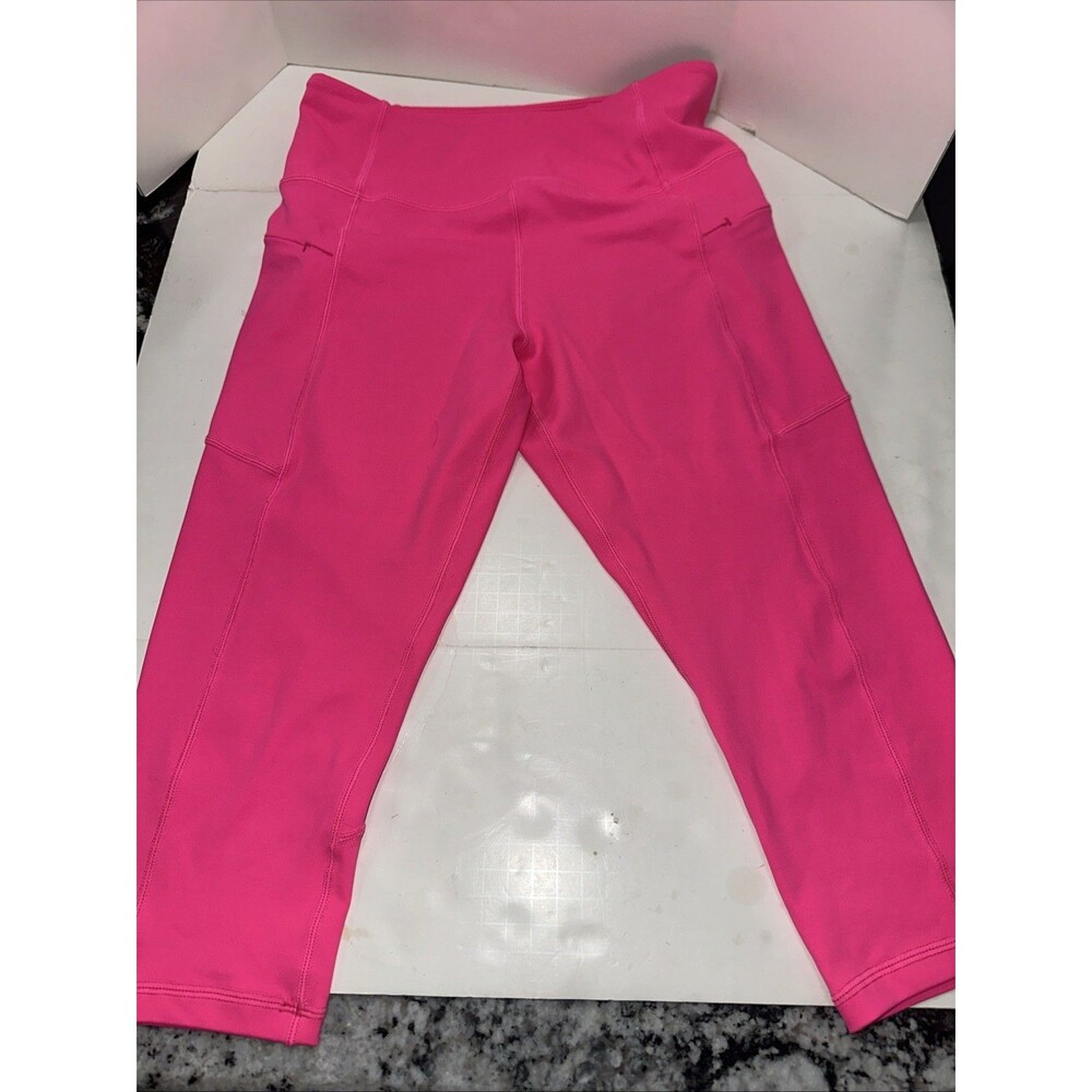 Zyia Active Women's Pink Light-n-Tight Crop Leggings Capri Zip Pockets | Sz 6-8